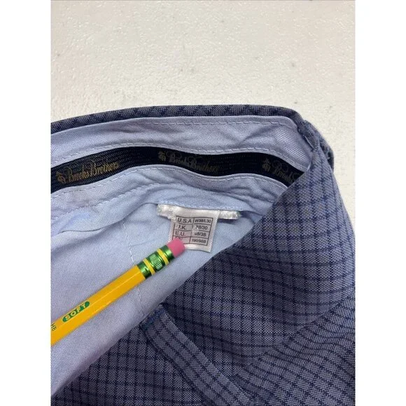 Brooks Brothers slacks Pants Mens 38x30 Clark Blue micro Plaid Stretch Career